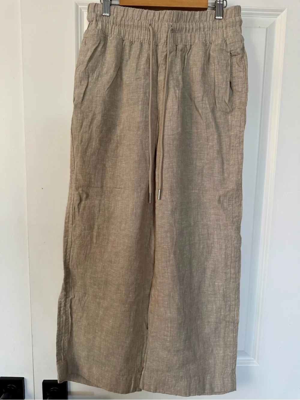 Quince 100% European Linen Wide Leg Pants Beige NWT
